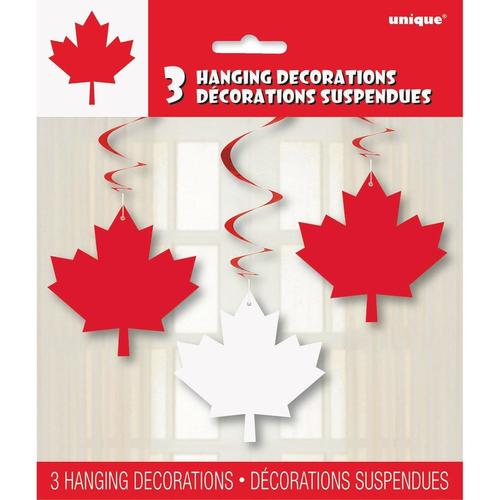 Hanging Canada Day Leaf Swirl Decorations For Home Party 3pcs