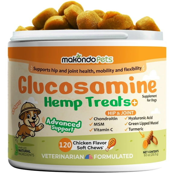 Glucosamine for Dogs 120 Soft Chews - Hip and Joint Supplement Treats for Dogs with Turmeric, Chondroitin, Green Lipped Mussel, Omegas, MSM and Hyaluronic Acid for Dog Joint Relief & Mobility