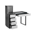 thumbnail image 5 of Impressions Vanity Modern Desk with Drawers, SlayStation Duet Glass top Makeup Mirror Storage with Drawer (Black/Grey), 5 of 7
