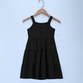 thumbnail image 3 of Loopsun Toddler Girls Dress, Summer Dresses for Girls, Children's Girls Summer Casual Solid Sleeveless Button Midi Dress Black 4-5 Years, 3 of 4