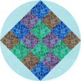thumbnail image 1 of Ahgly Company Tapis d'Intérieur Lavable en Machine Carré Bleu Acier Transitionnel, 3 Pieds Carré, 1 of 7
