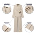 thumbnail image 4 of HAYIMI Womens Long Sleeve Summer Outfits Sets Lapel Jacket Wide Leg Pants Business Work Two Piece Solid Color Versatile Clothes Sets, 4 of 8