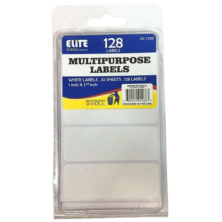 1" x 2.75" Multipurpose White Lables: 128 Labels