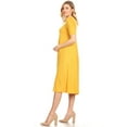 thumbnail image 4 of MOA COLLECTION Women's Solid Casual Comfy Short Sleeve Jersey Knit A-Line Midi Dress, 4 of 6