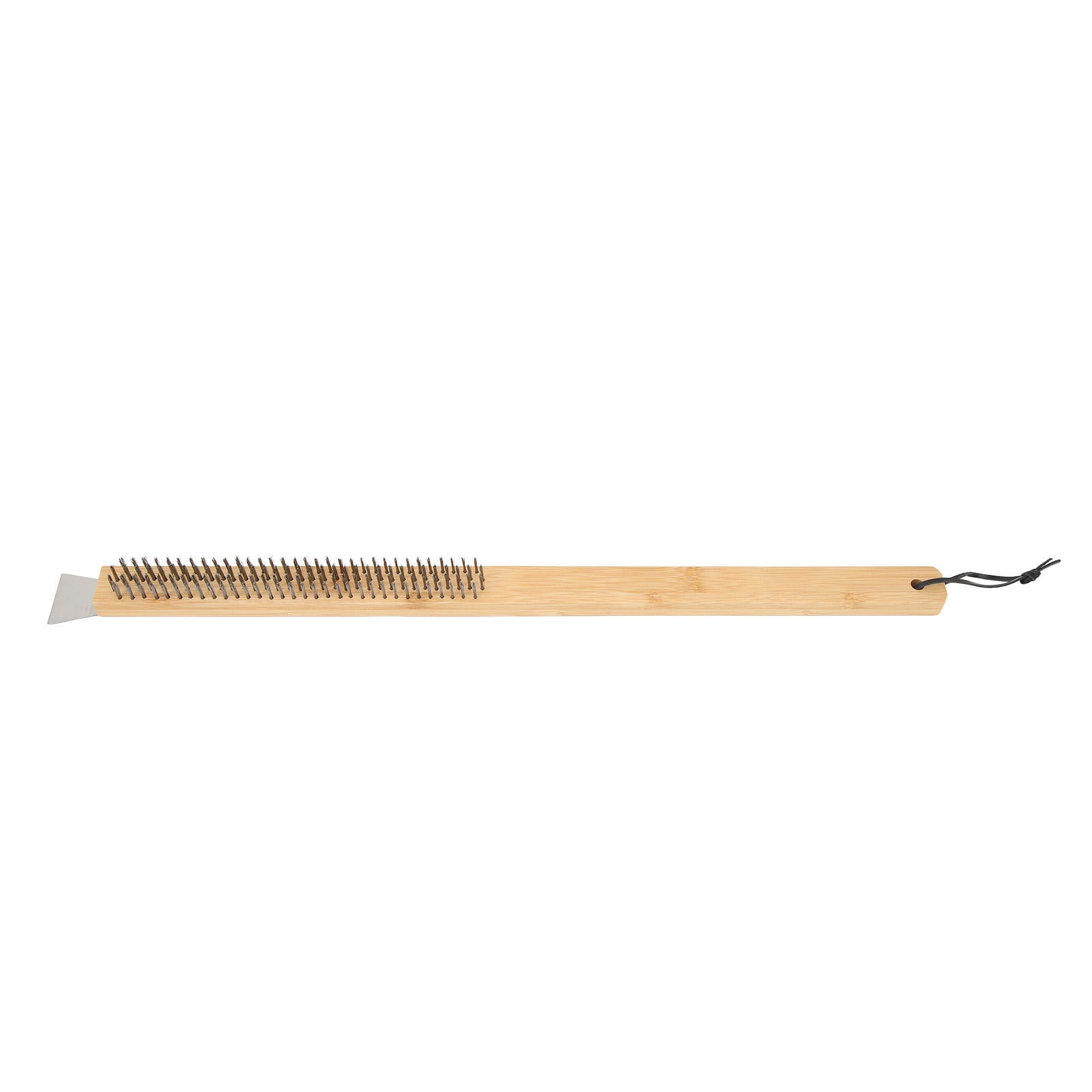YAHHU Bamboo‑Handled Pizza Oven Brush & Scraper – 57.5 cm Long, Heat‑Resistant Wire Bristles for Pizza Stone & BBQ Grill Cleaning