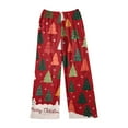 thumbnail image 4 of WTOBBY Women's Merry Christmas Print Pajama Bottoms, Soft Fleece-Lined Sleep Pants with Festive Snowflake and Tree Designs, Casual Home Wear for Winter,Wine XL, 4 of 5