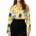 thumbnail image 4 of Womens Hawaiian Shirt Floral Printed Long Sleeve Button Down Shirts Tropical Holiday Beach Shirts, 4 of 5