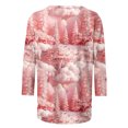 thumbnail image 4 of Darzheoy Christmas Womens Tops Pullover Solid Color Graphic Round Neck 3/4 Sleeve Sweatshirts Comfortable Hoodless Trendy Fall Winter Printed Blouses, 4 of 5