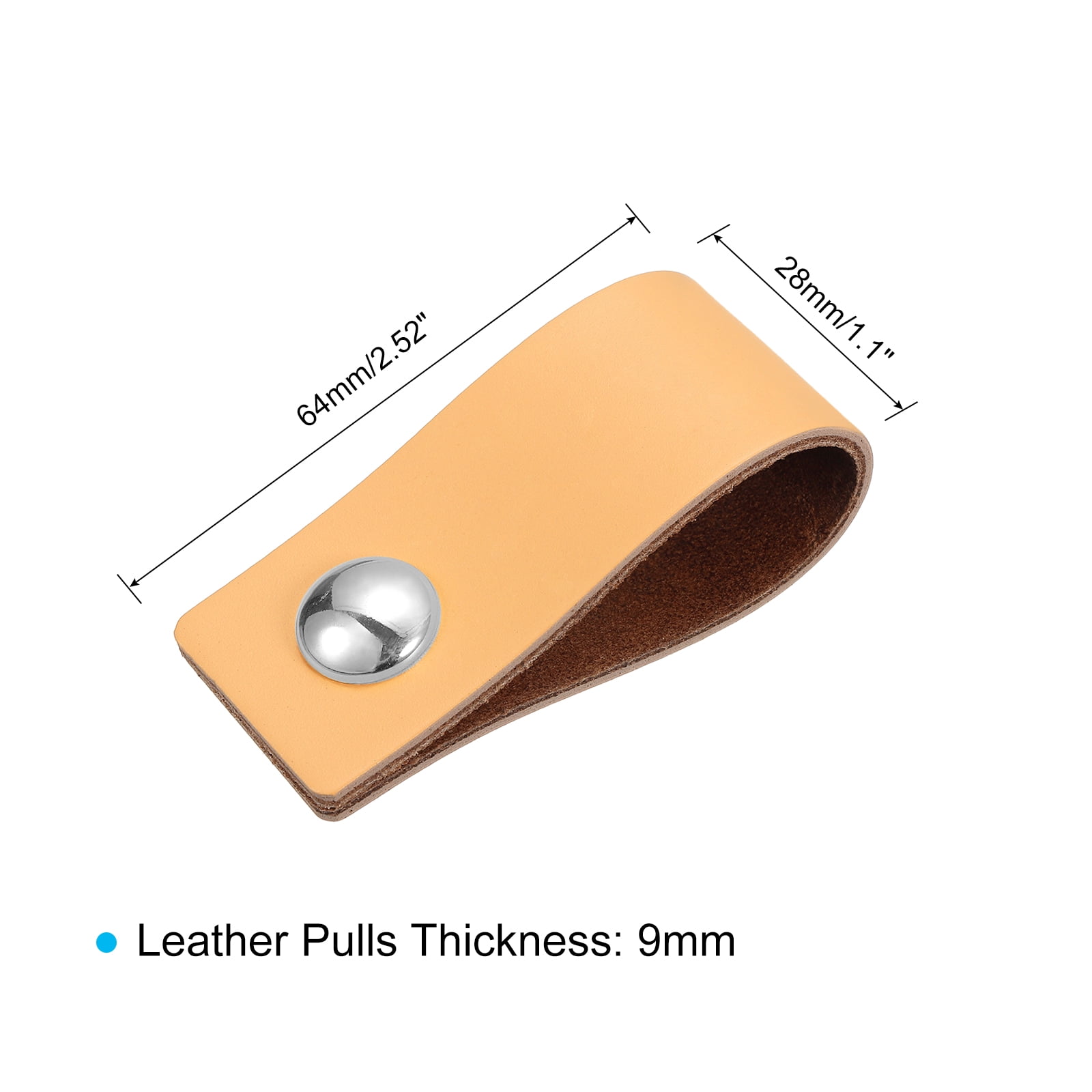 Unique Bargains Leather Drawer Pulls Furniture Handles Drawer Knobs Pulls Khaki Silver