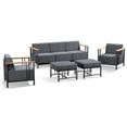 thumbnail image 4 of Opohoro 5-Pieces Outdoor Conversation Set with Lounge Chairs and Ottomans for Garden Backyard, Black, 4 of 11