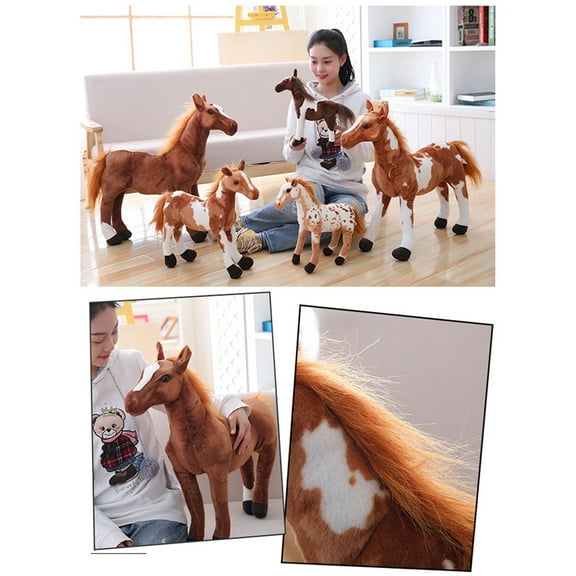 3D Simulation Horse Animal Plush Stuffed Doll Kids Toy Room Decor Photo Props