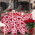 thumbnail image 3 of Valentine''s Day Round Tablecloth Red Pink Hearts Plaids Fabric Table Cloth Washable Love Heart Table Cover for Wedding Anniversary, 60 x 60 Inch, 3 of 7