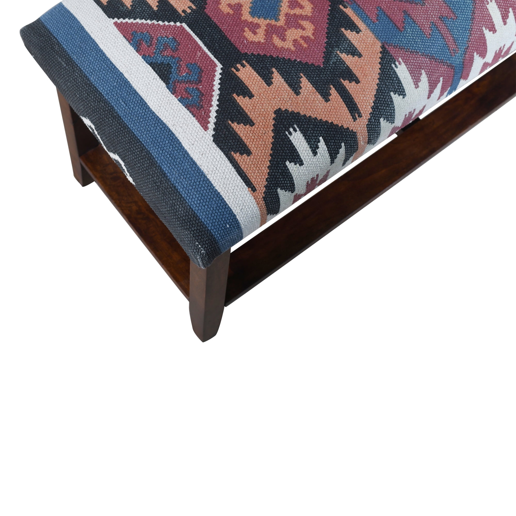 LR Home Sophia 40" Multicolored Kilim Cotton Upholstered Storage Accent Bench