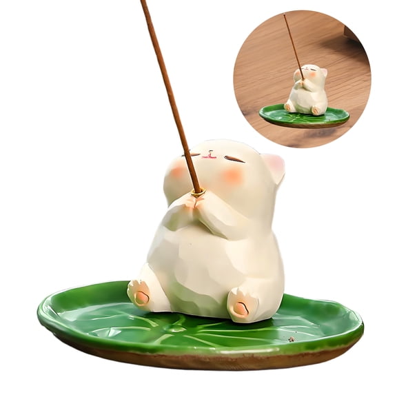 HIBIBUD Cat Incense Holder,Clay Lotus Leaf Incense Burner for Sticks,style8