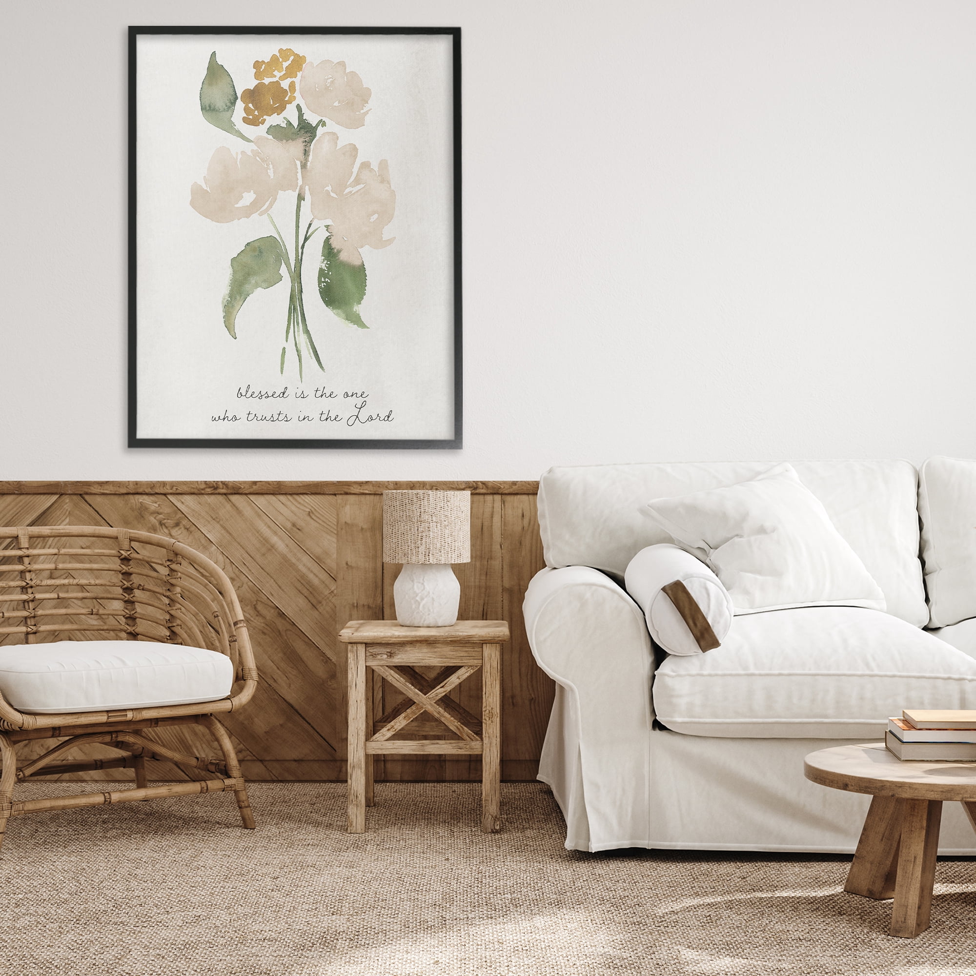 Stupell Industries Who Trusts In The Lord Flowers Black Framed Giclee Art, design by Lucille Price