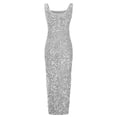 thumbnail image 5 of Elainilye Fashion Women's Formal Dresses Tassel Suspenders Sequin Dress Split Fork Full Dresses Banquet Evening Dress,White, 5 of 6