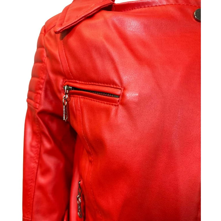 Girls red shop leather jacket