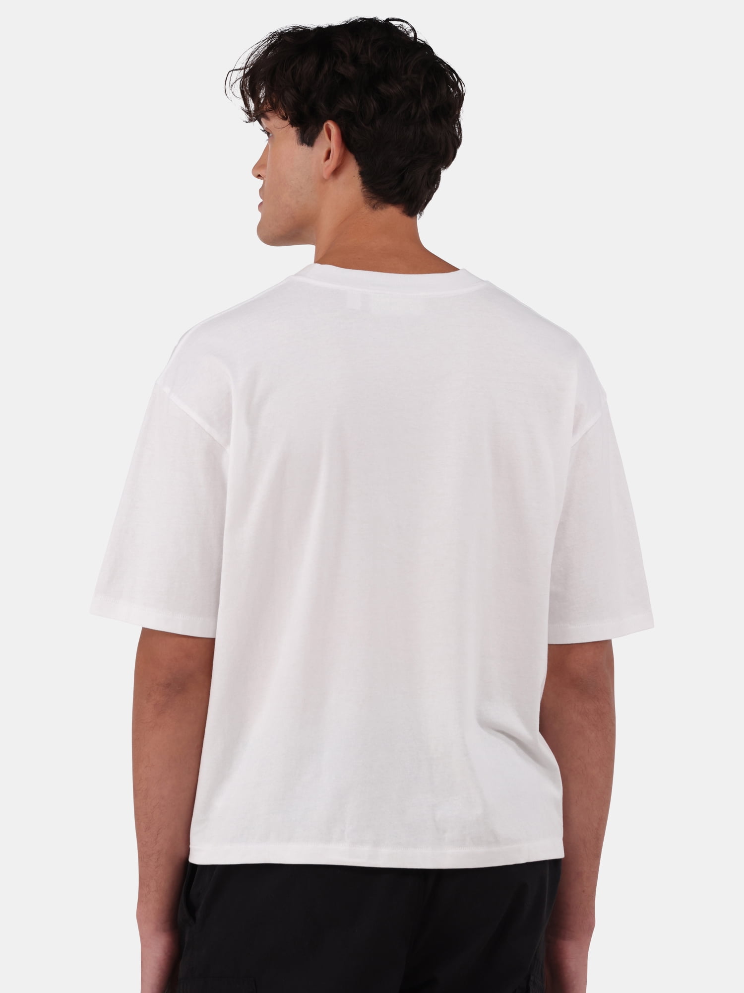 No Boundaries Cotton Oversized Cropped Tee with Short Sleeves, 2-Pack, Men's and Big Men's XS-5XL