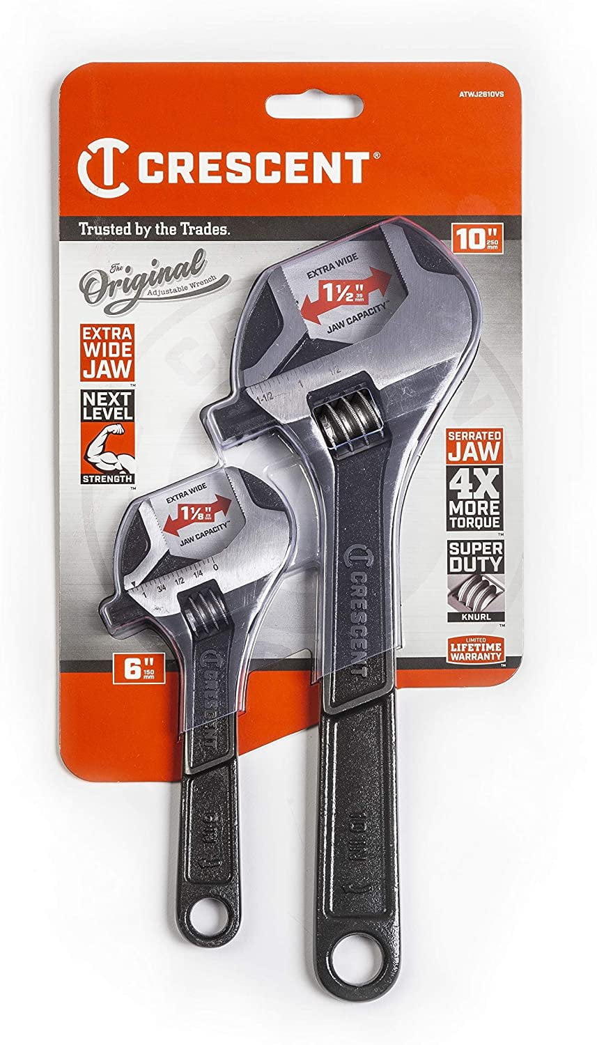 Crescent 2 Pc. Wide Jaw Adjustable Wrench Set 6" & 10" - ATWJ2610VS