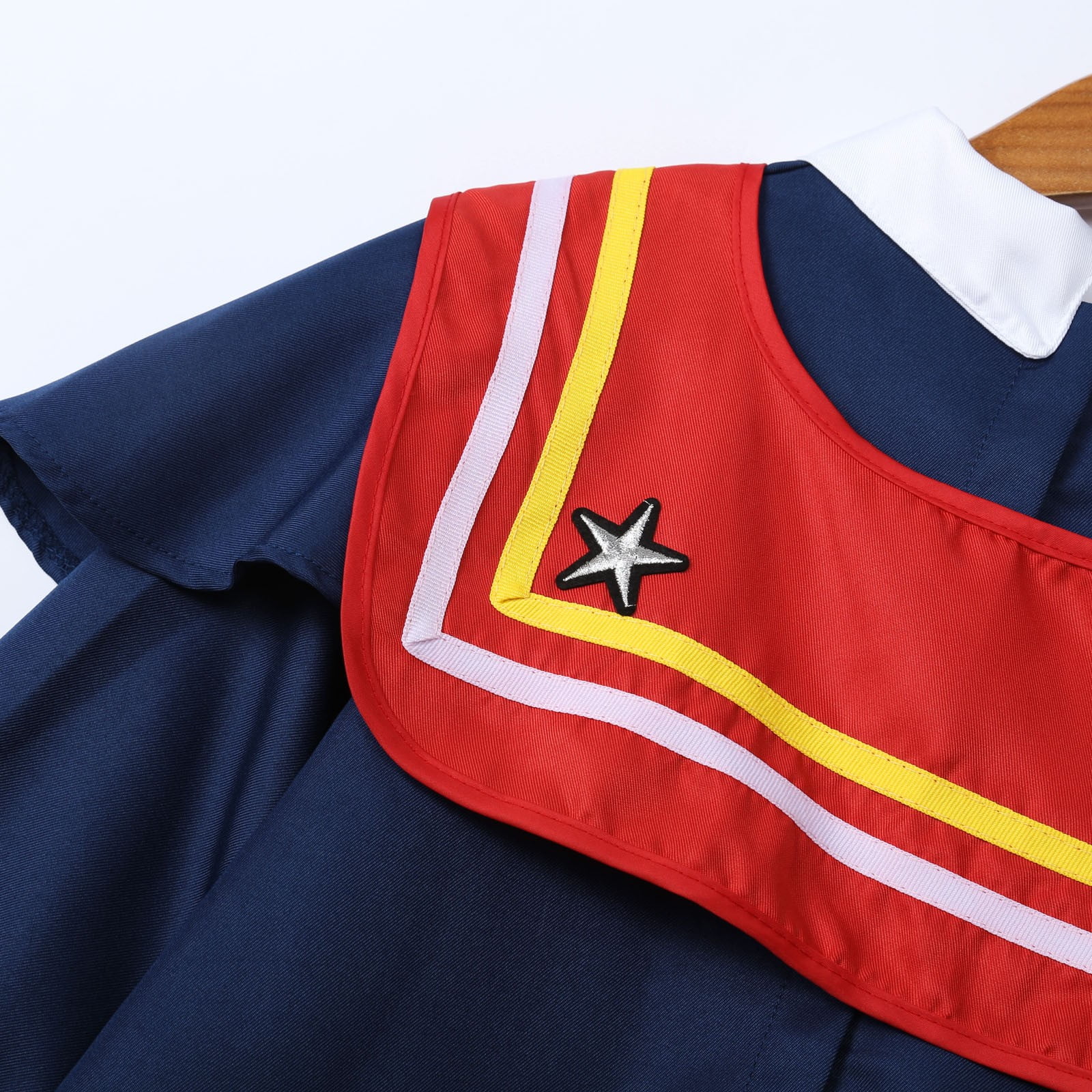 VNKIDY Girls Kids Collar Graduation Gown Dress With Star Decorations Matching Graduation Cap Set For Preschool Kindergarten Graduation Ceremonies School Events