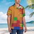thumbnail image 3 of Susaid Colorful Building Blocks A Print Short Sleeve Shirts Button Down Casual Shirts Summer Beach Aloha Button Down Short Sleeve for Men ,Small, 3 of 7