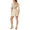 thumbnail image 3 of Allegra K Women's Floral Sweetheart Neck Puff Sleeve Fit and Flare A-Line Mini Dress, 3 of 6