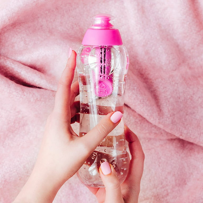 Water Filter Bottle Everyday Use 650ml Pink,with 2pk Personal Water Filter  Straw