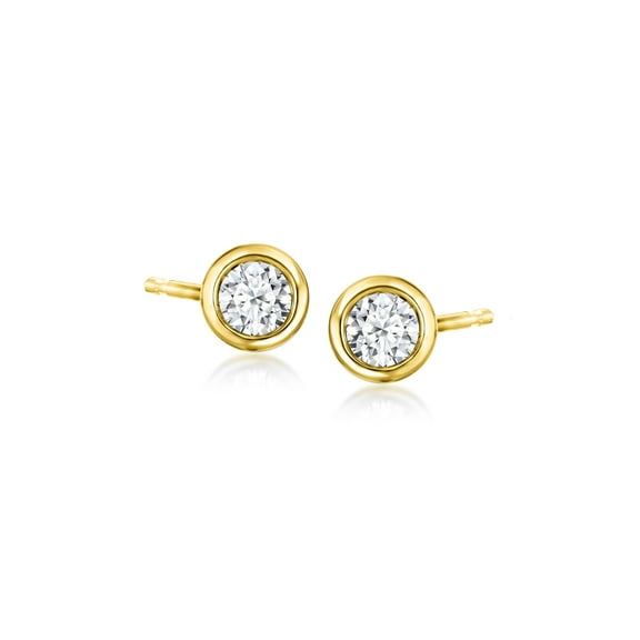 Ross-Simons 0.20 ct. t.w. Bezel-Set Lab-Grown Diamond Stud Earrings in 18kt Gold Over Sterling, Women's, Adult