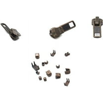 Zipper Repair Kit - #5 YKK Antique Brass Auto Lock Sliders - 5 Sliders Per Pack with Top & Bottom Stoppers Included - Made in The United States