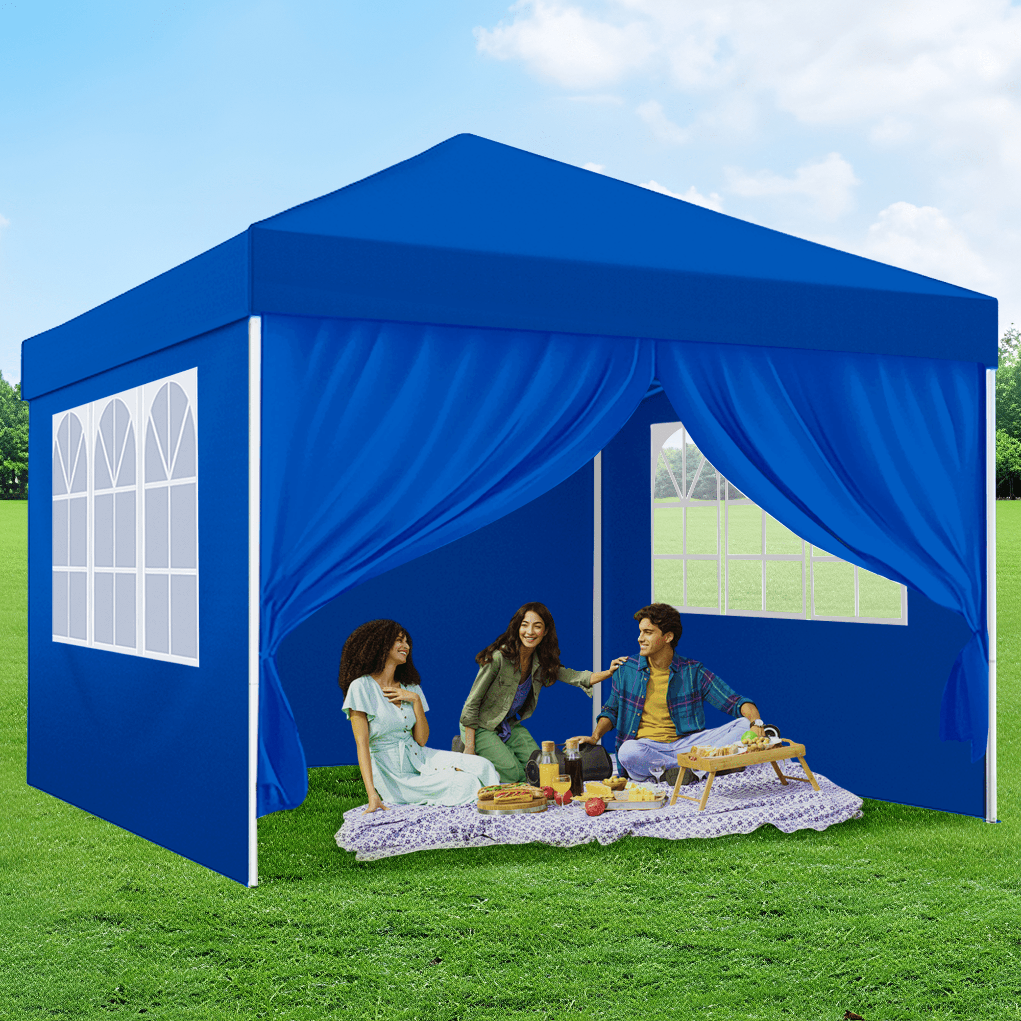 GVDV 10'x10' Easy Set-Up Pop-up Outdoor Canopy Tent with Removable
