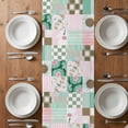 thumbnail image 4 of Table Runner 90 Inches Long for Kitchen Dining, Spring Floral Checkered Dresser Scarf Farmhouse, Dining Table Decorations for Wedding/Parties, Turquoise Pink Buffalo Plaid 13 x 90 In, 4 of 8