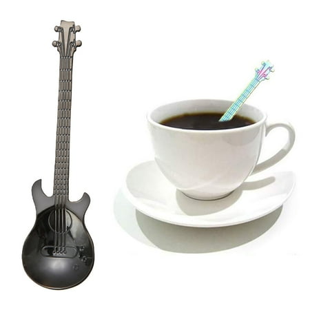 

Fragarn Stainless Steel Guitar Spoons Rainbow Coffee Tea Spoon Flatware Drinking Tools