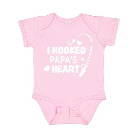 

Inktastic I Hooked Papa s Heart with Fishing Rod Gift Baby Boy or Baby Girl Bodysuit