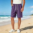 thumbnail image 2 of Atogsazn Mens Jogger Shorts Casual Athletic Drawstring Quick-Dry Elastic Waist Short Pants with Pocket Gym Trouser Purple XXL Fashion, 2 of 4