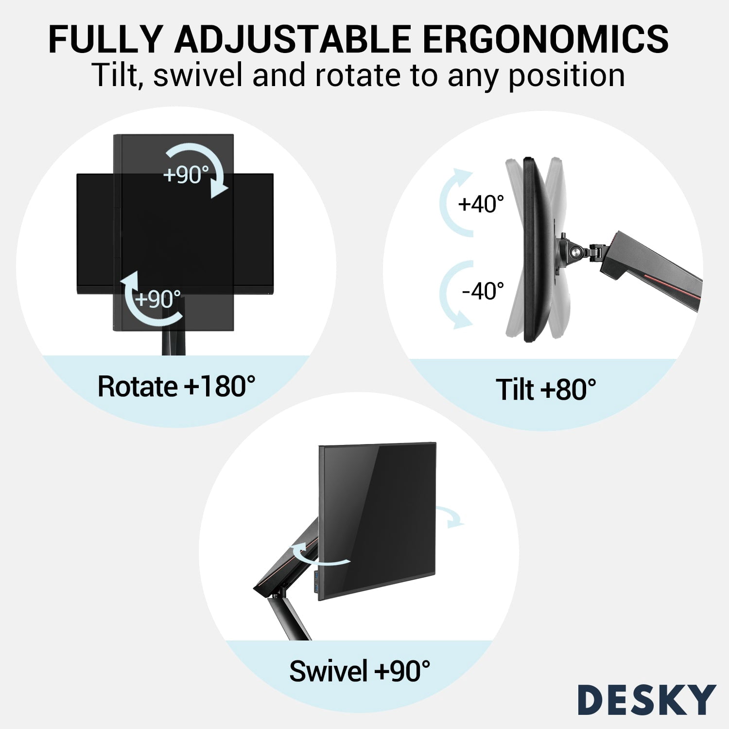 Desky Dual LED Gaming Monitor Arm