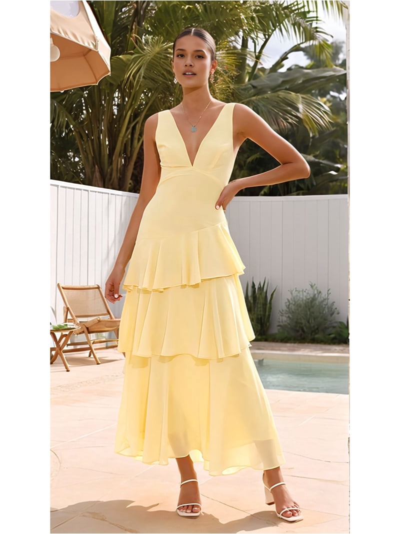 guess the dress bridal shower game free printable High-Low Ruffled Formal Dress with Tie Back– PromGirl main image 0