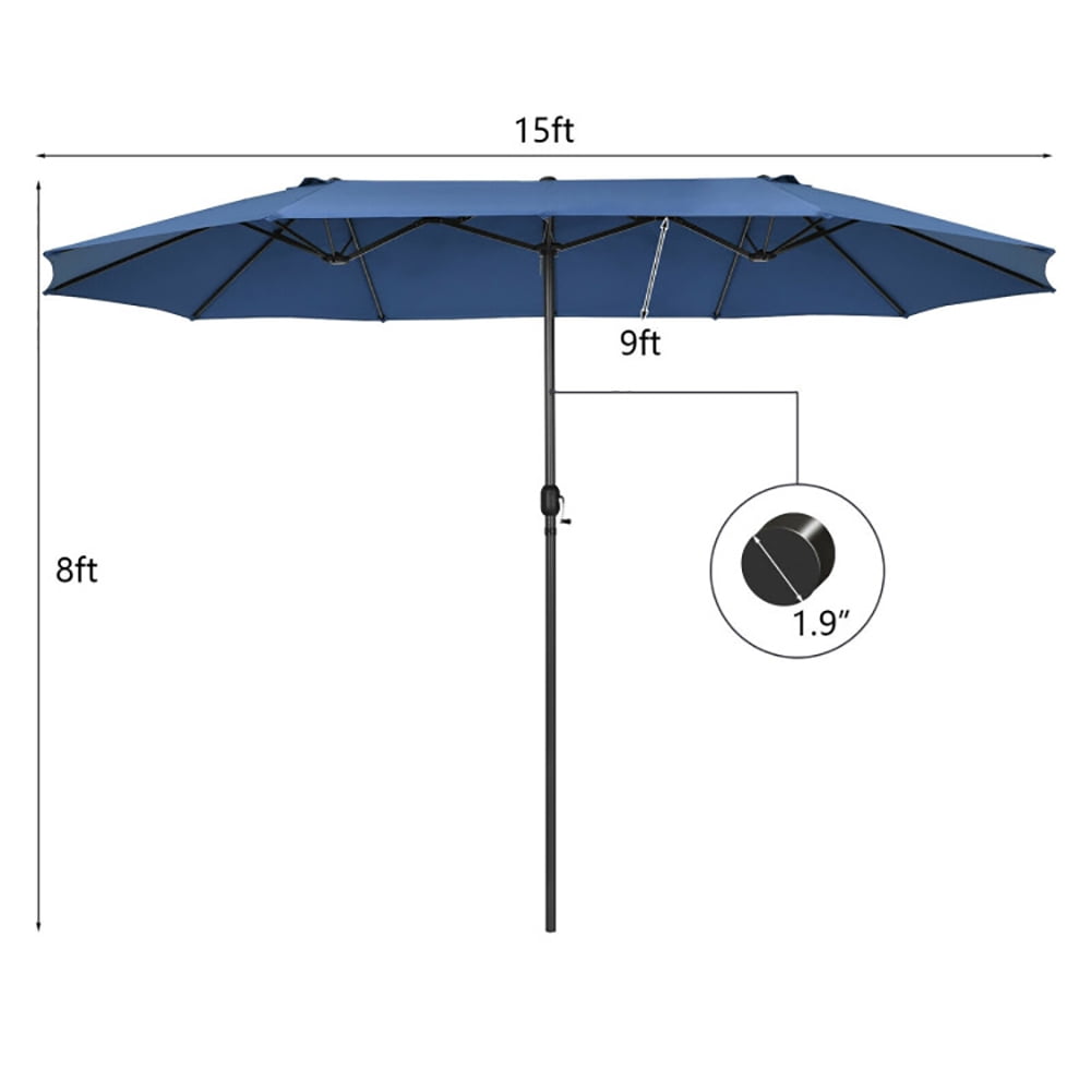 Aimee Lii 15 Feet Patio Double-Sided Umbrella with Hand-Crank System, Sunbrella Patio Umbrellas, Navy