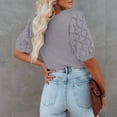 thumbnail image 3 of Yesfashion Womens Short Sleeve Sweaters Crewneck Knit Pullover Tops Summer Lightweight Crochet Blouse Shirt, 3 of 5