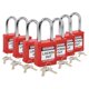 thumbnail image 1 of Juego de candados de bloqueo y etiquetado: 7 candados LotoLock rojos con diferentes llaves; candado con 2 llaves rojas de latón incluidas, 1 of 6