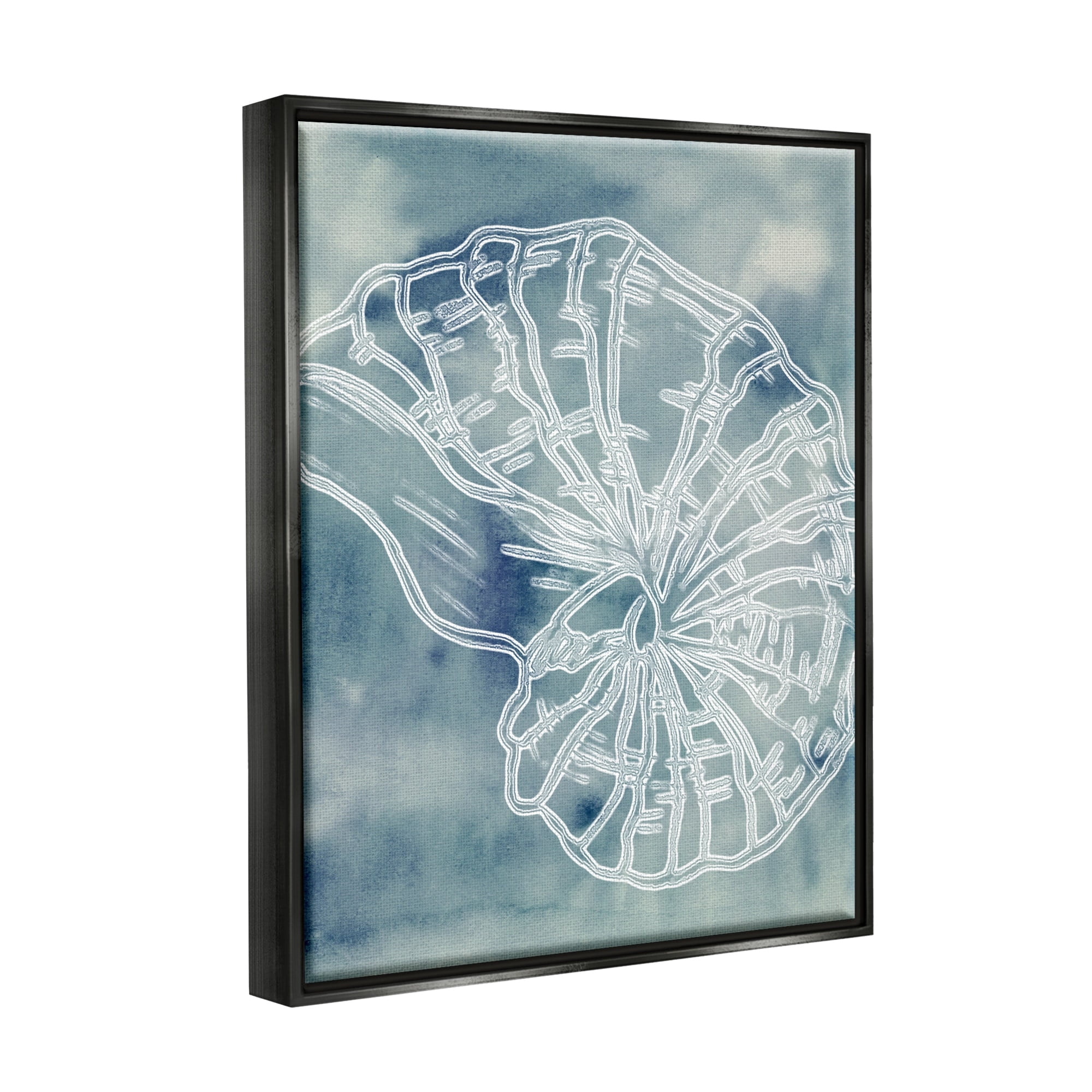Stupell Industries Spiral Seashell Nautilus Sea Life Watercolor Pattern Graphic Art Luster Gray Floating Framed Canvas Print Wall Art, Design by Ziwei Li