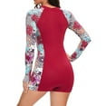 thumbnail image 4 of Sholeno Womens Rash Guard Long Sleeve Swimsuit Boyleg One Piece Bathing Suit Diving Surfing Swimwear Brick Red XXL, 4 of 5
