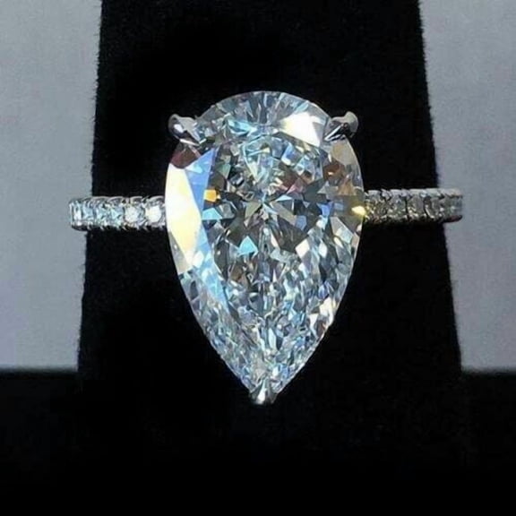 2CT Pear Cut Lab Created Diamond Women's Wedding Gift Ring White Gold Plated