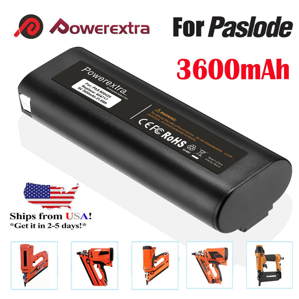 6V 3600mAh NIMH Battery for Paslode 404717 900400 900420 902000 Nailer