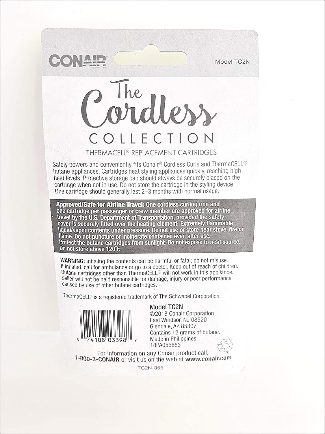 Conair thermacell top butane refill cartridges