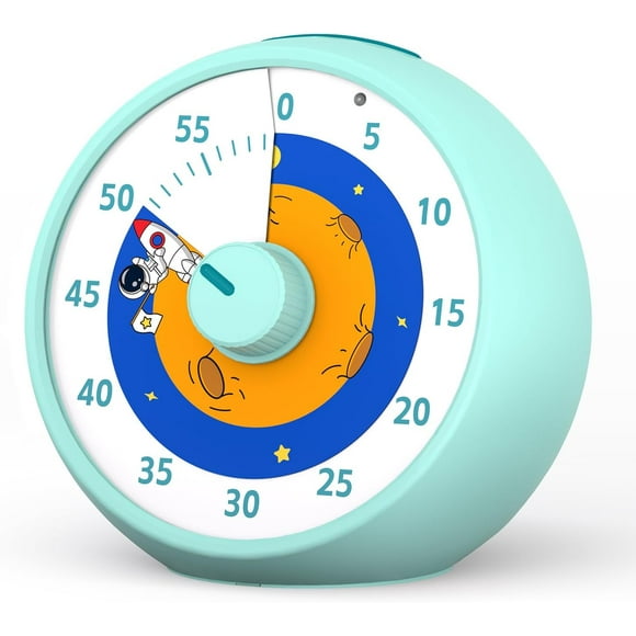 shiyou-Visual Timer for Kids, 60-Minute Countdown Timer for Classroom, Desk Timer Kid Time Management Tools with Silent Operation, Pomodoro Timer Planet Rocket Pattern