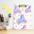 thumbnail image 2 of FORMRS Acrylic Clipboard with Low Profile Clip Standard A4 Letter Size, 12.5" x 9", Pink Skates, 2 of 8