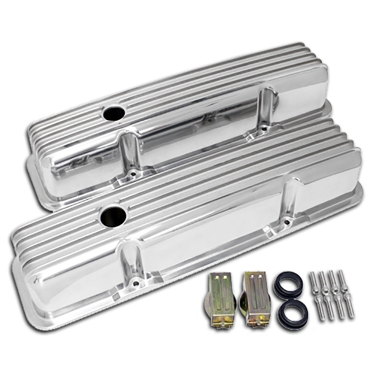 1958-86 Chevy SB Small Block Tall Polished Aluminum Valve Covers Full ...