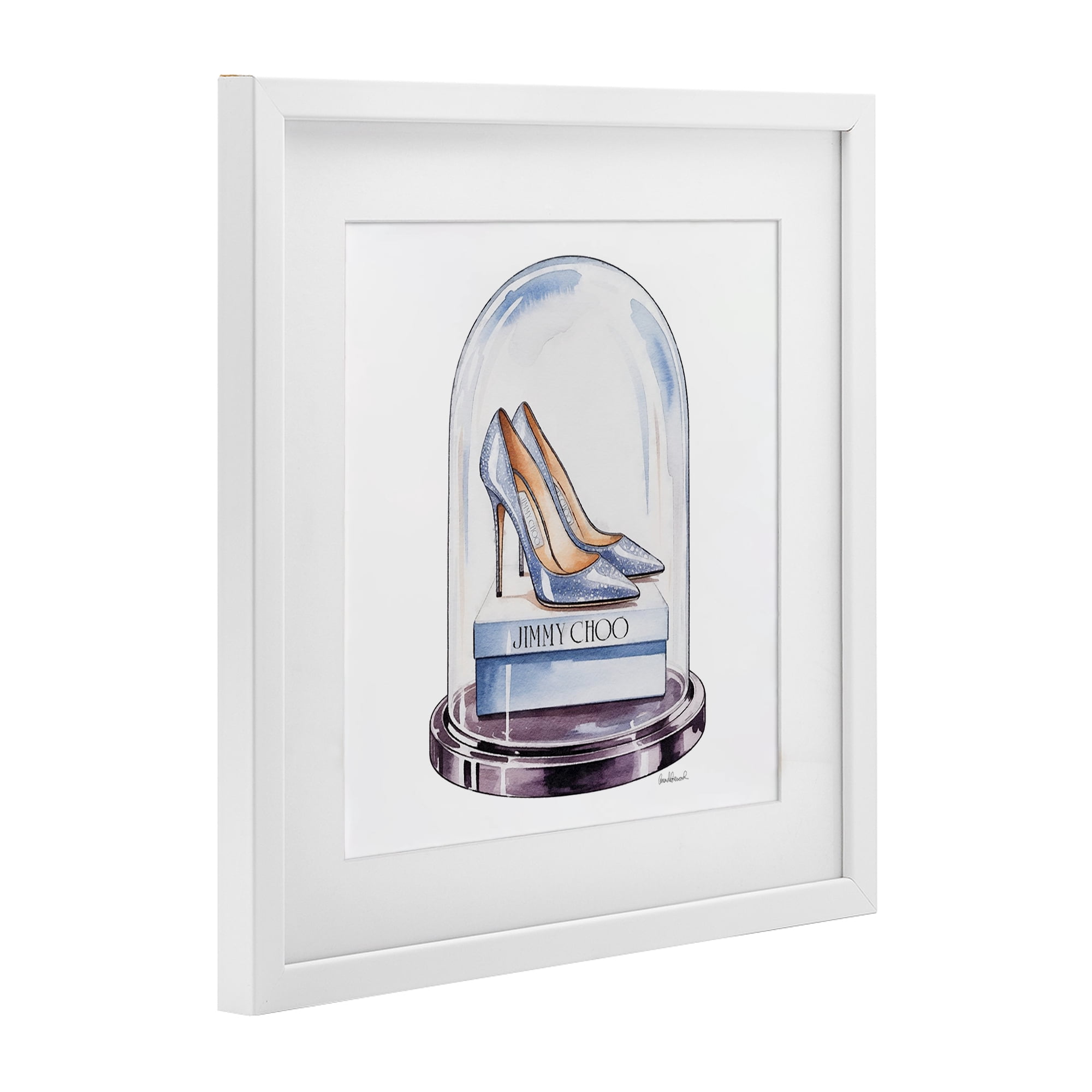 Stupell Industries Elegant Shoes in Bell Jar White Framed Print Under Glass, design by Amanda Greenwood