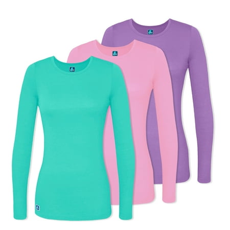 

Adar Underscrubs for Women Multi Color 3 Pack - Long Sleeve Underscrub Comfort Tee