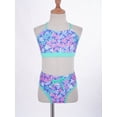 thumbnail image 5 of iEFiEL Girl's Geometric Patterns Swimsuit Two Pieces Tie Dye Bikini Set Bathing Suit,Sizes 3T-14 Floral Blue Green 3T, 5 of 7